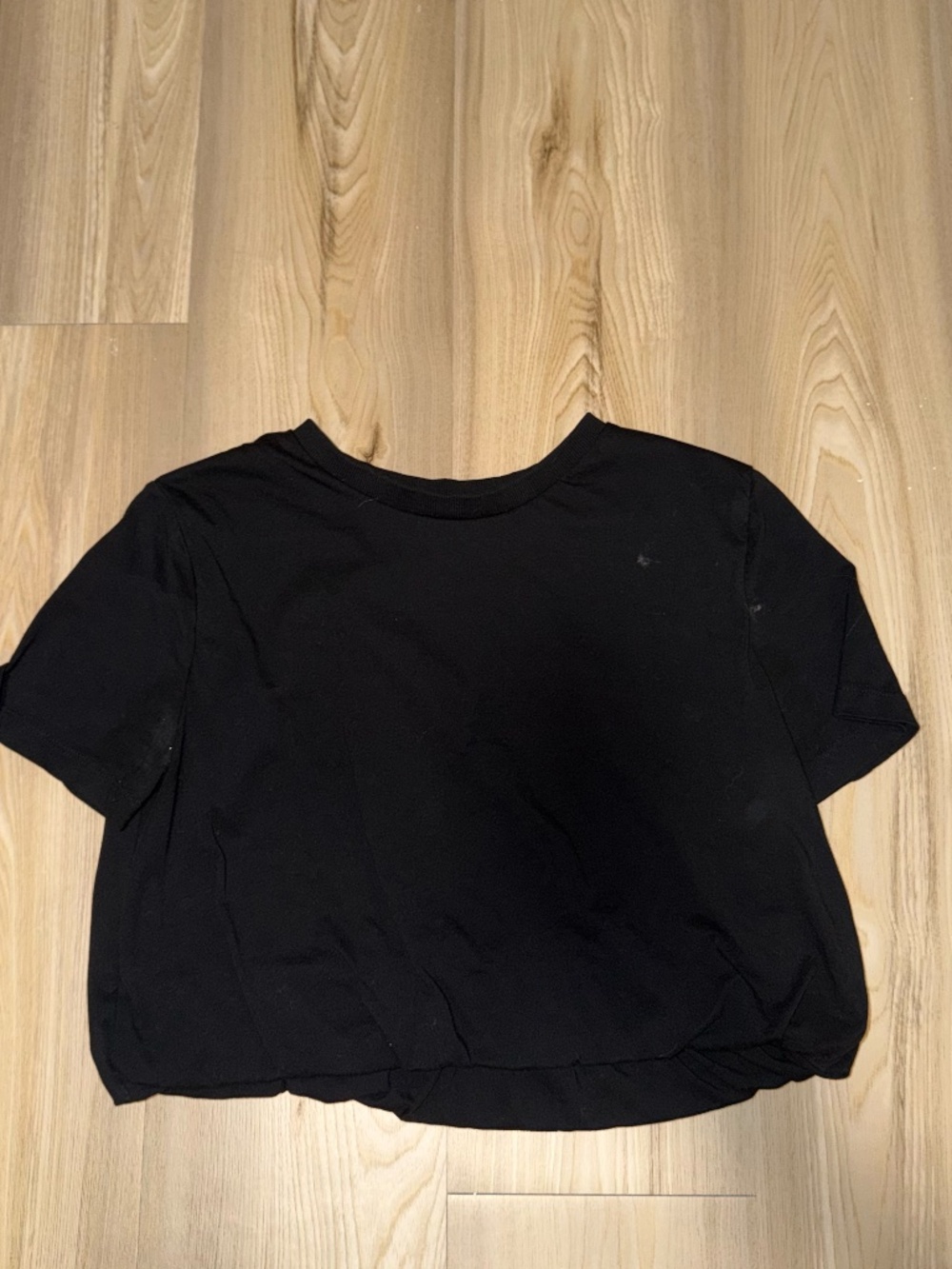 Zara Black Cropped Crewneck T-Shirt Size M